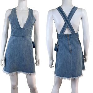 Show Me Your Mumu Women Size S Cotton Overall Skirt Jean Mini Skirtall NEW Dress